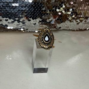 VICTORIAN GARNET & MARCASITE STATEMENT RING SZ 7